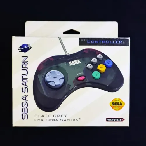 Controle Sega Saturn Skeleton Novo! Lacrado! Slate Grey. Retro-Bit. Transparente