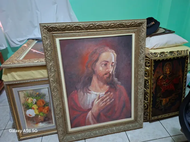 Quadro lindo de Jesus, à óleo, avaliado por profissional renomado, perfeito!