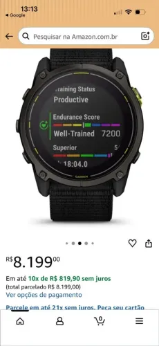 Relógio Garmin Enduro 3 se 51 mm com visor solar! Pulseira de náilon