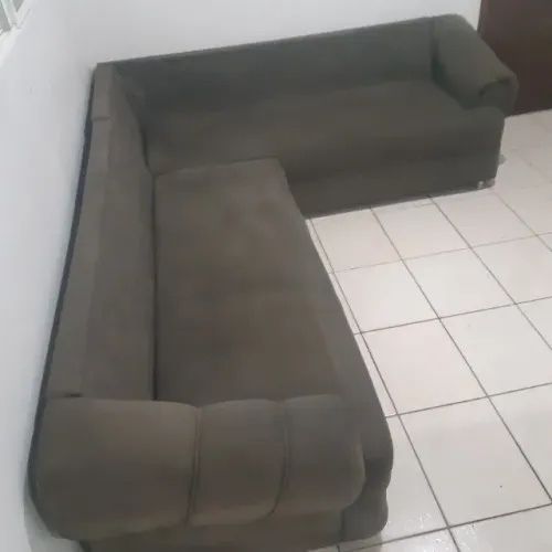 Sofa De Canto 5 Lugares Verde Suede,Estrutura Boa,Sem Almofadas.