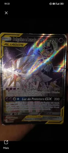 cartinha de pokémon Solgaleo e lunala GX SUPER RARO!