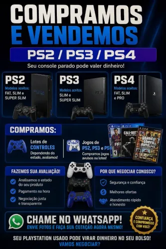 Compra e venda de ps2, ps3 e ps4 pago na hora
