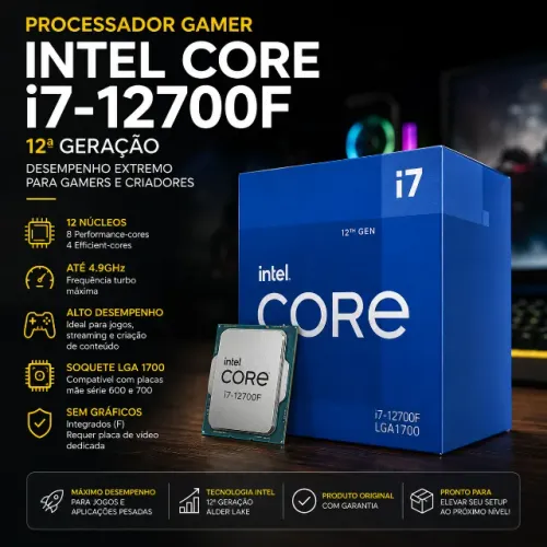 Processador Intel Core i7-12700F BX *0F de 12 núcleos e 4.9GHz LACRADO