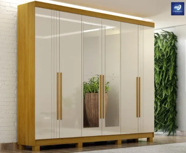 Guarda-Roupa Casal 6 Portas 4 Gavetas com Espelhos