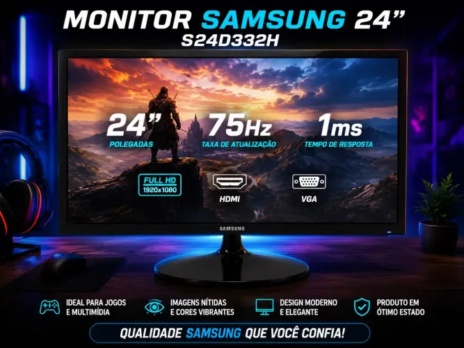 Monitor Samsung 24? Full HD 75Hz 1ms HDMI VGA S24D332H