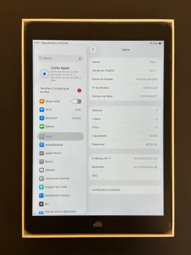 Ipad 9ª geração 68gb