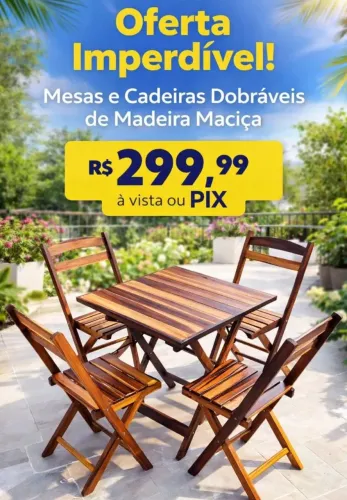 Mesa e cadeiras dobrável 70x70