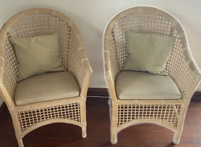 Par de Poltronas em Fibra Natural Junco Vime