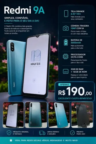 Xiaomi Redmi 9A - R$ 190,00