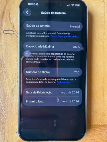 iPhone 15 pro max, 256g, cor: natural