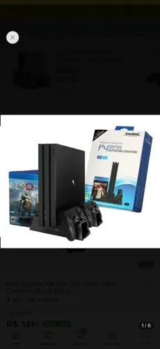 Kit PS4: 2 Controles + Base DOBE Cooler/Carregador/Suporte