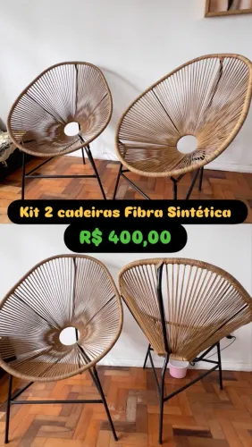 Kit 2 cadeiras fibra sintética