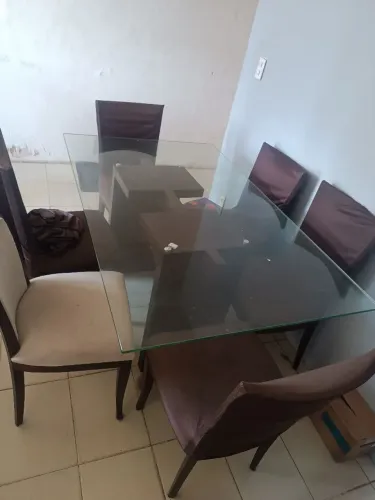 Mesa tampo de vidro 6 lugares