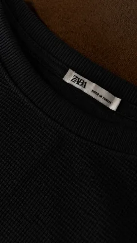 Blusa Zara Canelada Preta Nova com Etiqueta