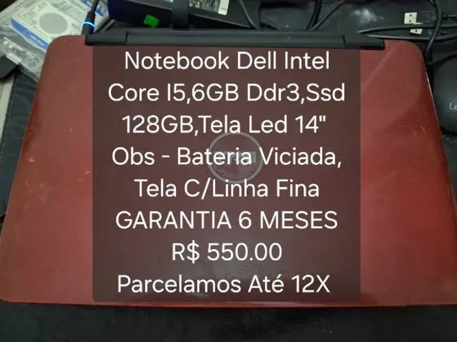 Notebook Dell Intel Core I5 2400,6GB DDr3,Ssd 128GB,Tela 14''.