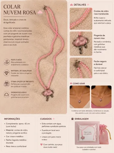Cordão rosa feito de miçanga