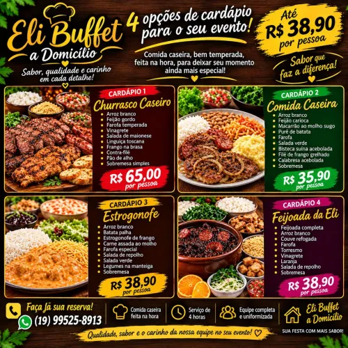 Buffet completo e mão de obra de cozinheira.
