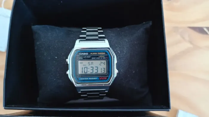 relógio casio vintage a158wa-1df prata original