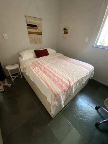 Box baú inteiriço casal revestimento em linho
