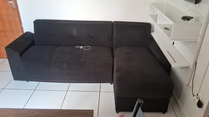Sofa en L de 3 lugares preto 500