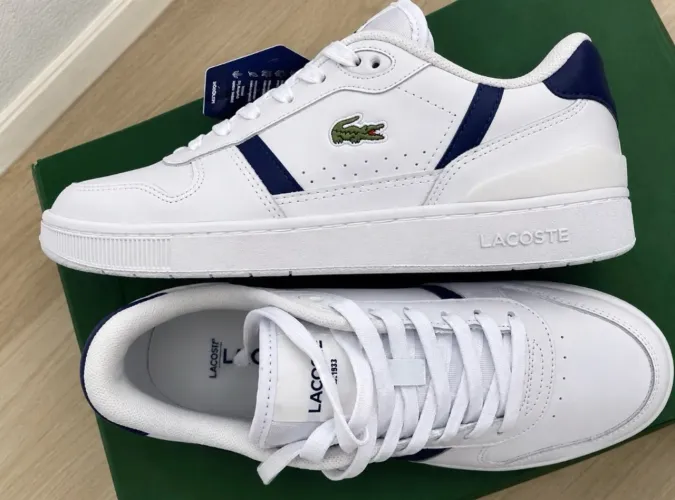 Tênis Lacoste T-Clip Original Branco e Azul-Marinho Novo com Etiqueta Nunca Usado
