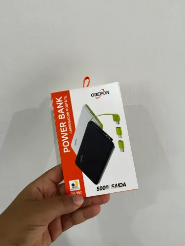 Power Bank 5000mAh Oberon - Carregador Portátil com 3 Conectores