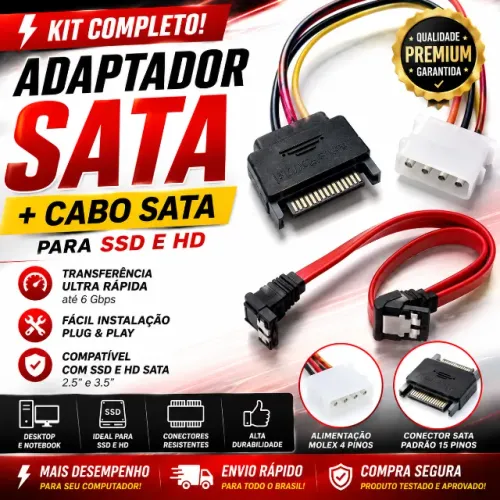 CABO SATA - FUNCIONA EM QUALQUER PC - ENTREGAMOS RÁPIDO!