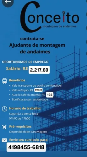 Vaga ajudante de Montagem De Andaimes