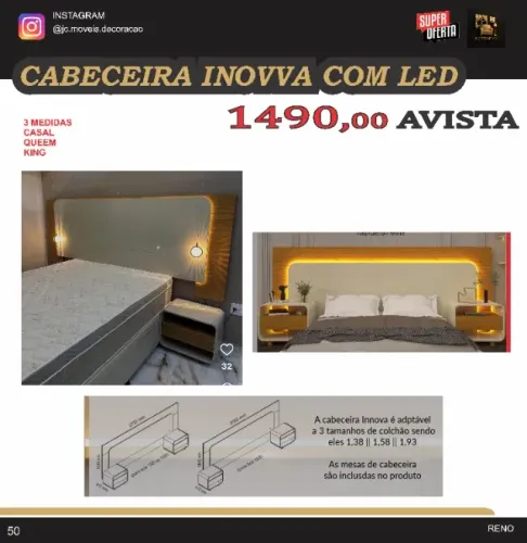 cabeceira inovva com led 