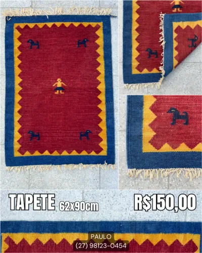 Tapete Pequeno vermelho Azul Paquistanes