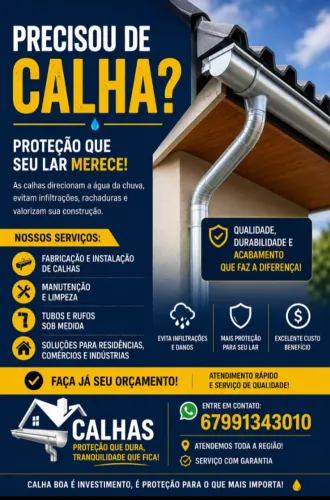 Calhas, rufos e pingadeiras em geral.