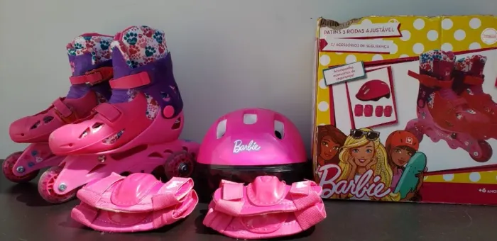 Patins Barbie 3 Rodas Ajustável 29/32 - Fun F0010-7