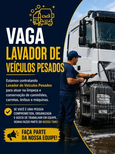 Lavador de veículos pesados/ Vaga Masculino