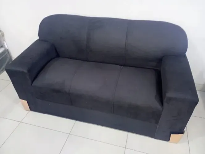 Sofá 3 Lugares Xaropinho Sued Preto - Entrega Rápida!