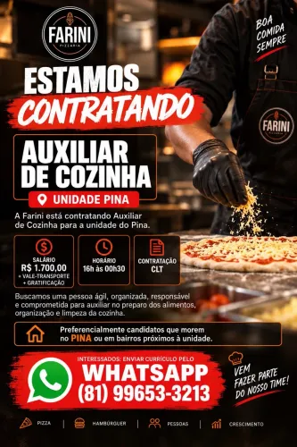 VAGA - AUXILIAR DE COZINHA | UNIDADE San Martin