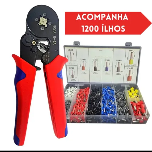 Alicate Crimpar Prensa +Box Com terminais Ilhos Tubolar 0,25 Até 10mm