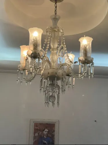 Lustre de cristal Tcheco vintage com 4 braços