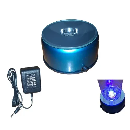 Kit 10 peças Base Giratória 4 Luzes Led Iluminação cor Decorar Vitrine Cristal, Bar