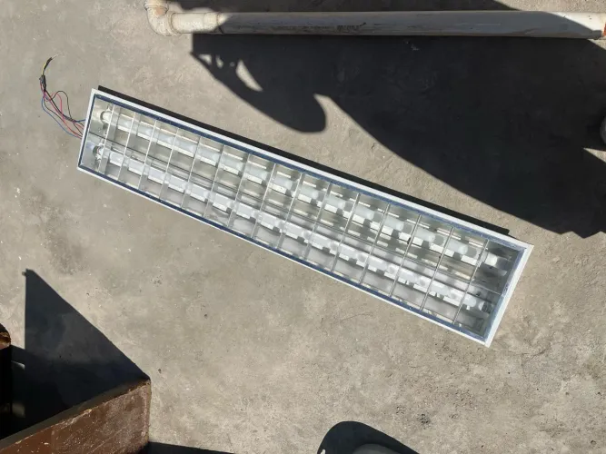 Luminária Embutir Aleta Alumínio 2 Lâmpadas T8 120cm - 6 peças