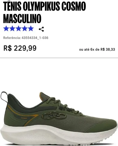 Tênis masculino Olympikus cosmo 40 41 e 42