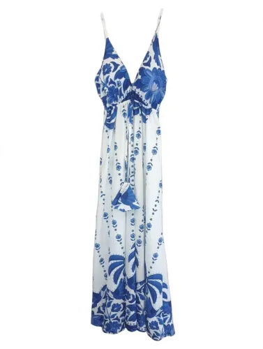 vestido branco e azul lindo veste G novo