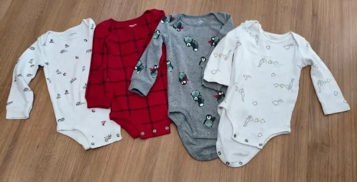 Kit 4 Body Manga Longa (Carter's) - Tamanho 12/18 meses