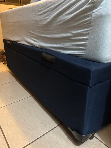 Cama box baú casal azul escuro