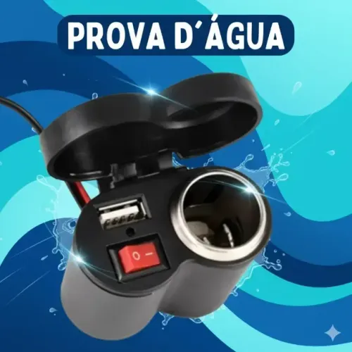 kit 10 Tomada Pra Sua Moto, Usb + Acendedor, Resiste Água pronta entrega