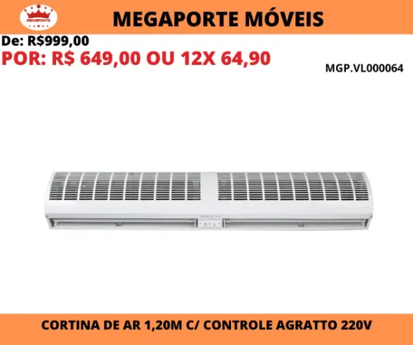 Cortina de Ar 1,20m Agratto 220V C/Controle