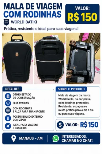 MALA DE VIAGEM COM RODINHAS - R$ 150