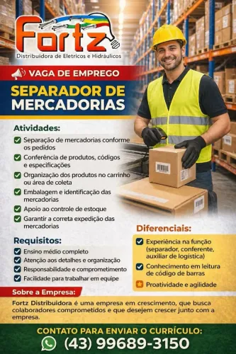 Vaga para separador de mercadorias 
