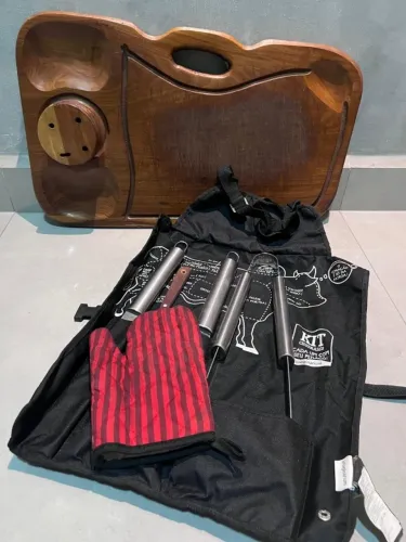 Kit churrasco Avental Imaginarium + Tábua Rústica Grande