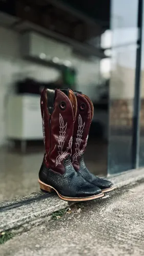 Bota Texana Country Preta Solado Carrapeta 