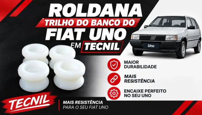 Roldana trilho do banco fiat uno em tecnil, 4 peças.